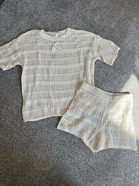 Aerie Cream Open-Knit Matching Set - Swim Coverup